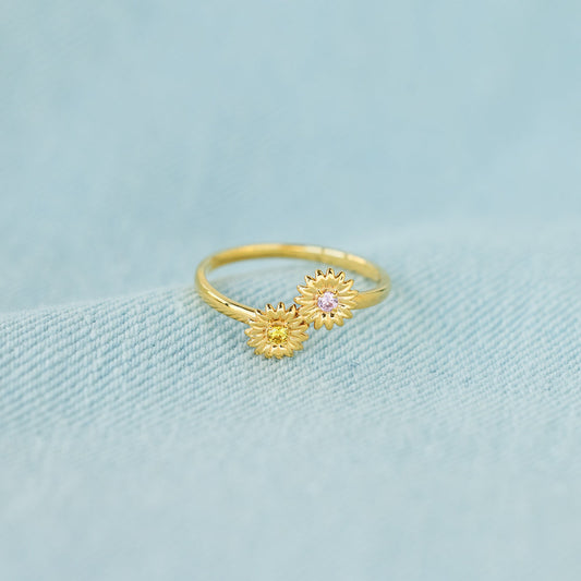 2-6 Birthstones Sunflower Ring