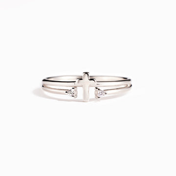 To My Loving Mother Double Gem Cross Ring
