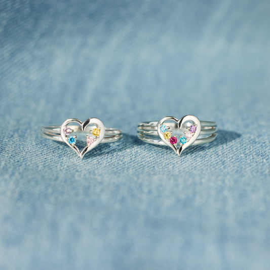 1-8 Birthstones Heart Ring