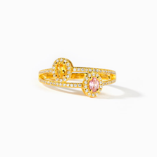 Two Birthstones Double Band Ring