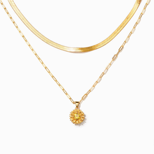 Sunflower Triple Layered Necklace Set