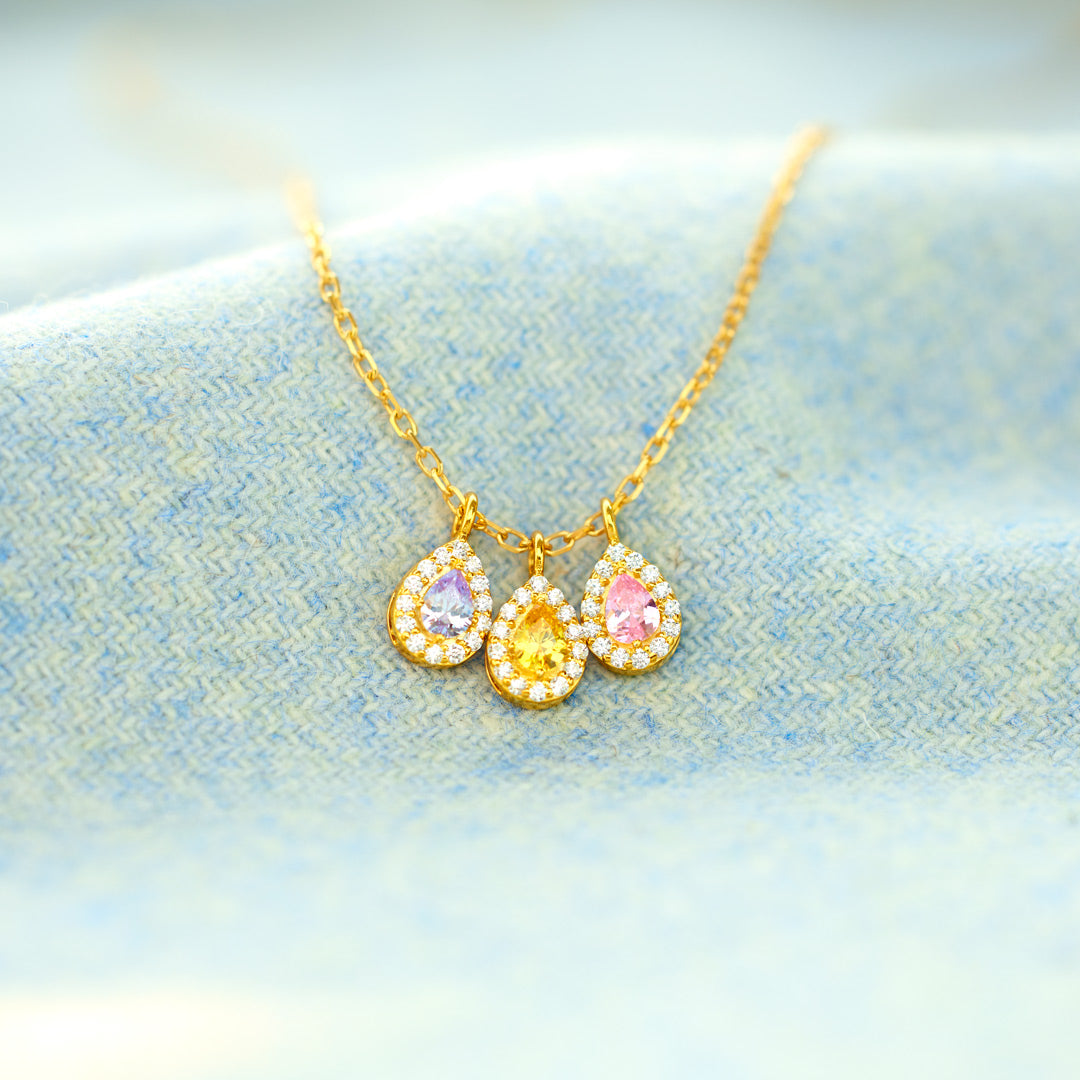 1-14 Tear Drop Birthstone Necklace