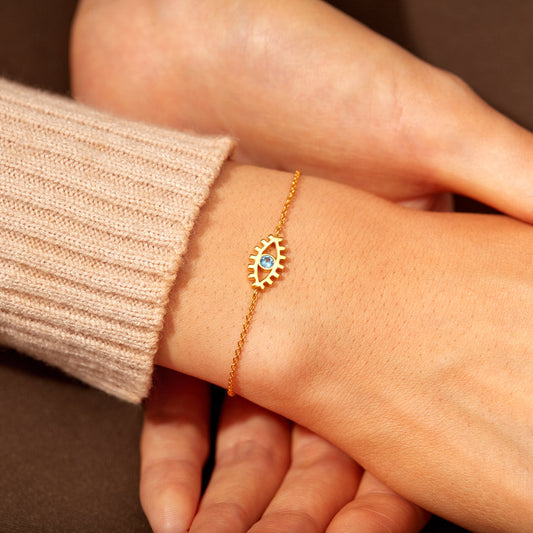 Blue Evil Eye Gold Bracelet