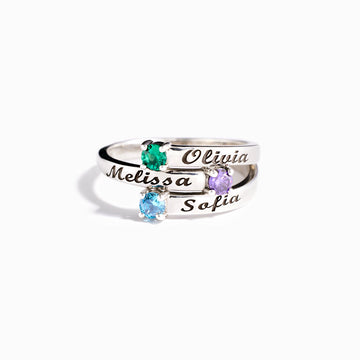 Nana's Valentines 1-4 Names&Birthstones Wrap Ring