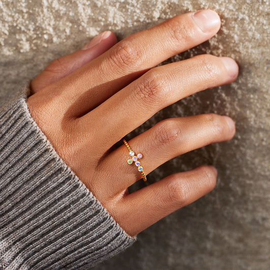 1-6 Birthstones Sideways Cross Ring