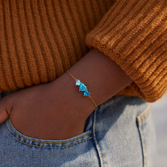 Mama's Valentine Mom And 1-6 Kids Heart Birthstone Bracelet