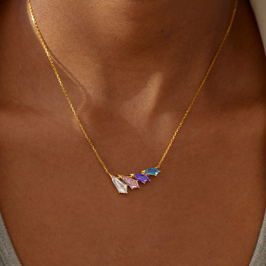 1-7 Kite Cut Birthstone Necklace