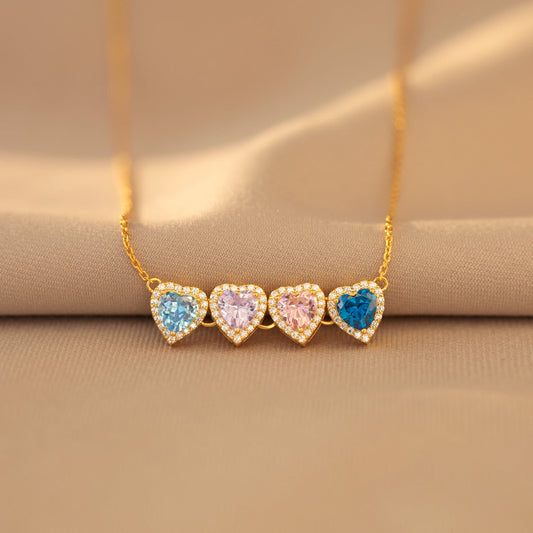 Nana's Valentines 1-14 Heart Birthstone Necklace