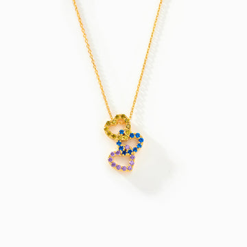 Mama's Valentines 1-8 Birthstones Linked Hearts Necklace