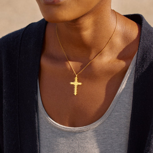 For Daughter Pray Through It Golden Cross Necklace