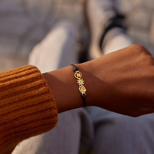 Nana's Valentines 1-8 Birth Flowers Leather Bracelet