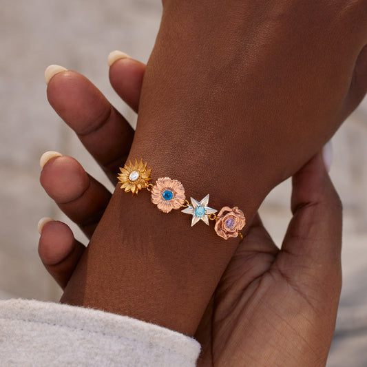 For Sisters 1-8 Brilliant Garden Birth Flowers Bracelet
