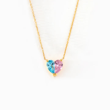 Mother & Daughter Birthstone Heart Necklace