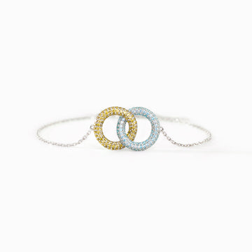 Bond Links Us Together Two Circle Birthstone Bracelet