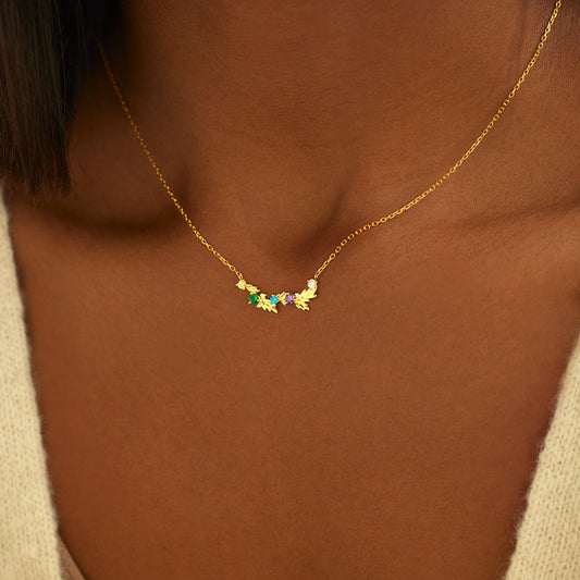 Nana's Gem on the Family Branch 1-6 Birthstones Leaf Necklace