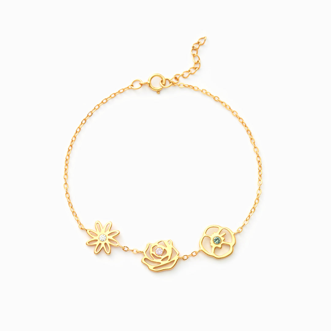 1-10 Birth Flowers Bracelet-Perfect Gift for Mom/Grandma/Wife