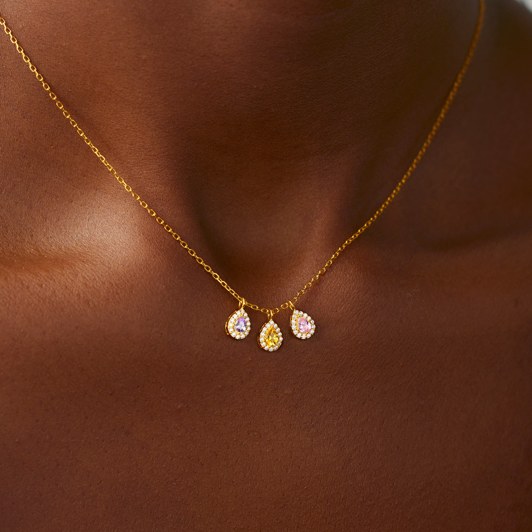 1-14 Tear Drop Birthstone Necklace