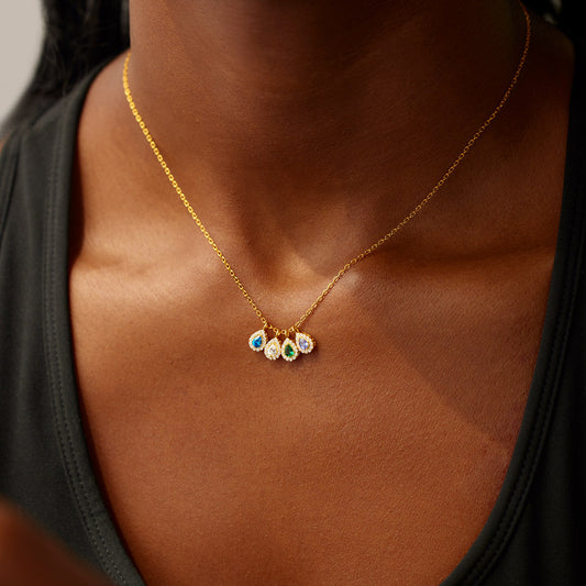 1-14 Tear Drop Birthstone Necklace