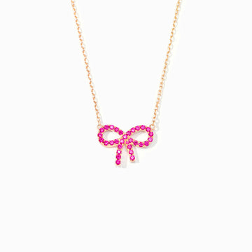 Pixie Pink Pavé Bow Necklace