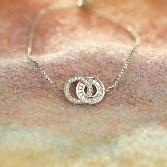 Linked From the Heart Pave Interlocking Circles Bracelet