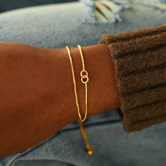 Small Circle Friendship Interlock Stacked Bracelet