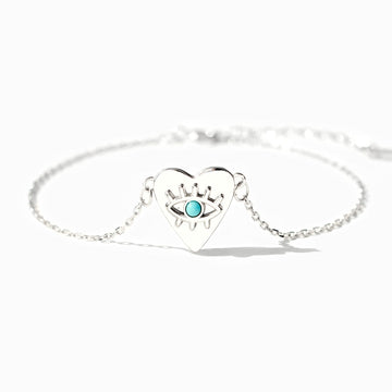 Turquoise Evil Eye Heart Bracelet