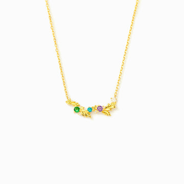 Nana's Gem on the Family Branch 1-6 Birthstones Leaf Necklace