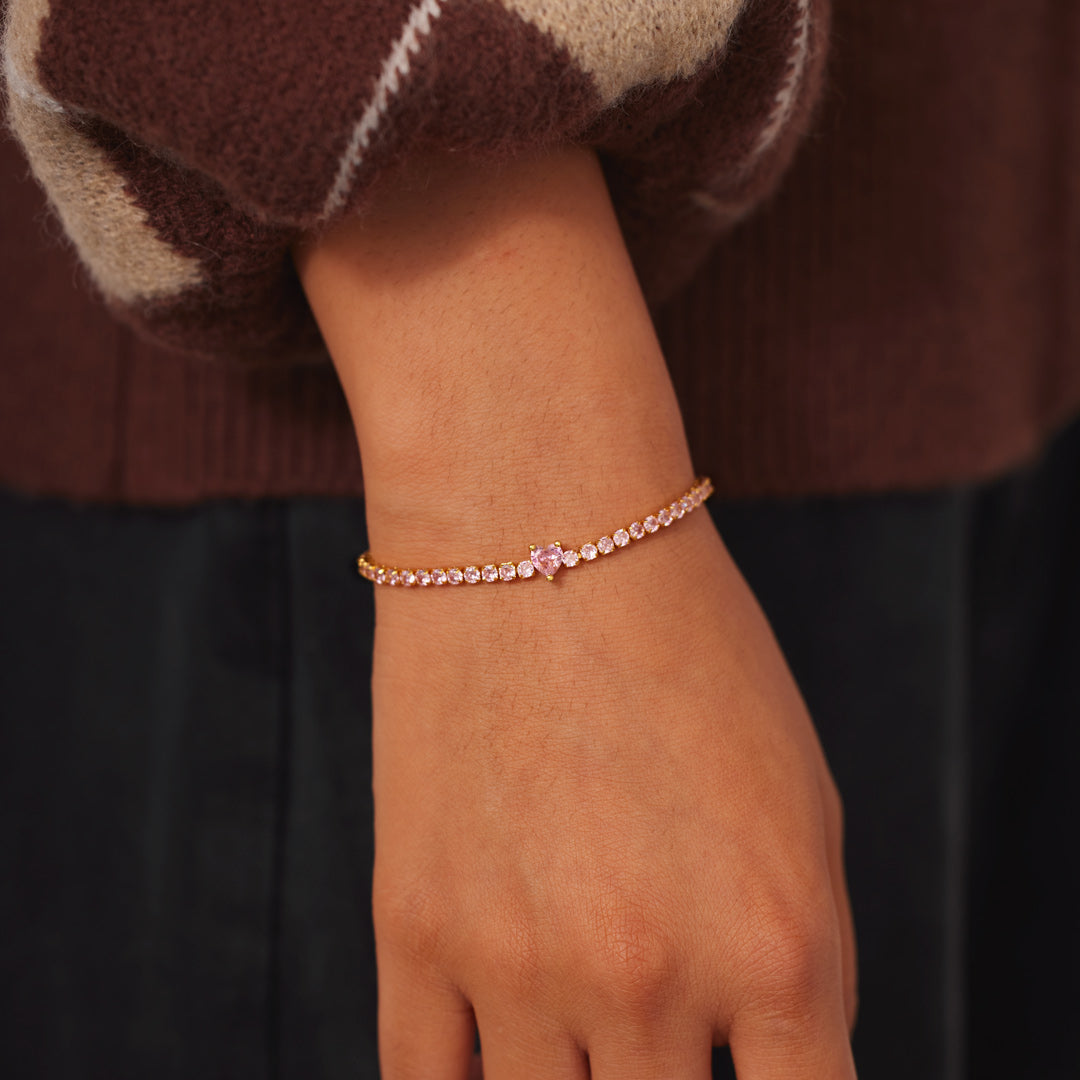 Love Yourself Harder Pavé Heart Bracelet