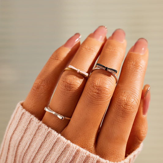 Pink Enamel Bow Ring-Gifts For Girls, Rings For Women
