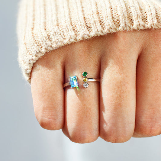 Mom And 1-5 Kids Birthstone Ring