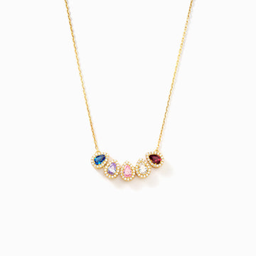 Custom 1-14 Teardrop Birthstone Necklace, Gift for Mom/Grandma/Wife