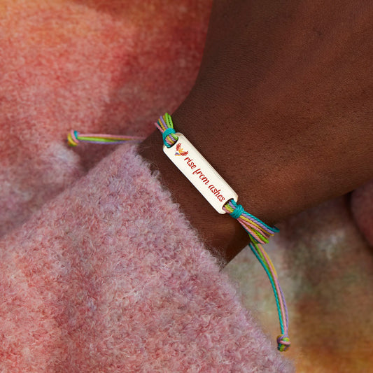 Rise From Ashes Enamel Mantra Bar Bracelet
