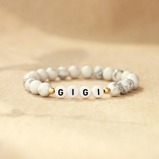 GIGI White and Black Beaded Marble Bracelet