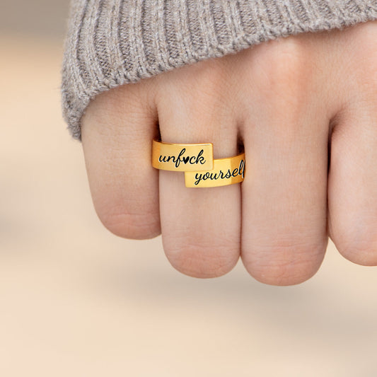 Unfck Yourself Engraved Wrap Ring