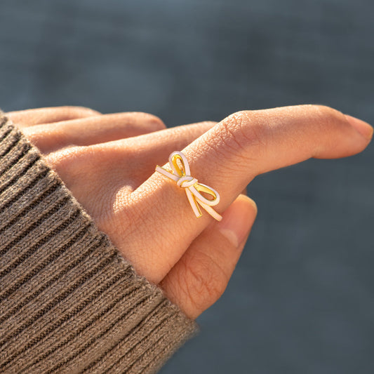 Enamel Pink Bow Ring