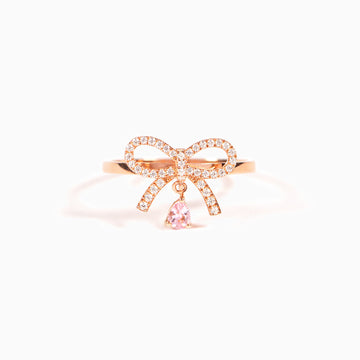 Sterling Silver Bow Ring With Rose Gold Plating