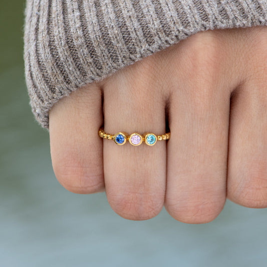 1-5 Birthstones Stackable Beaded Ring