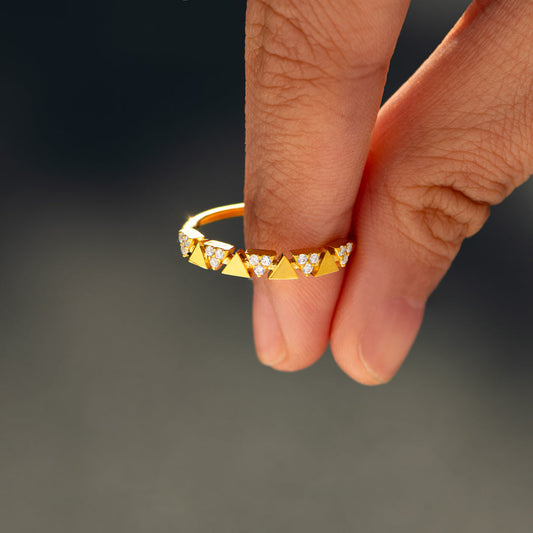 Life's Ups And Downs Geometric Triangle Ring