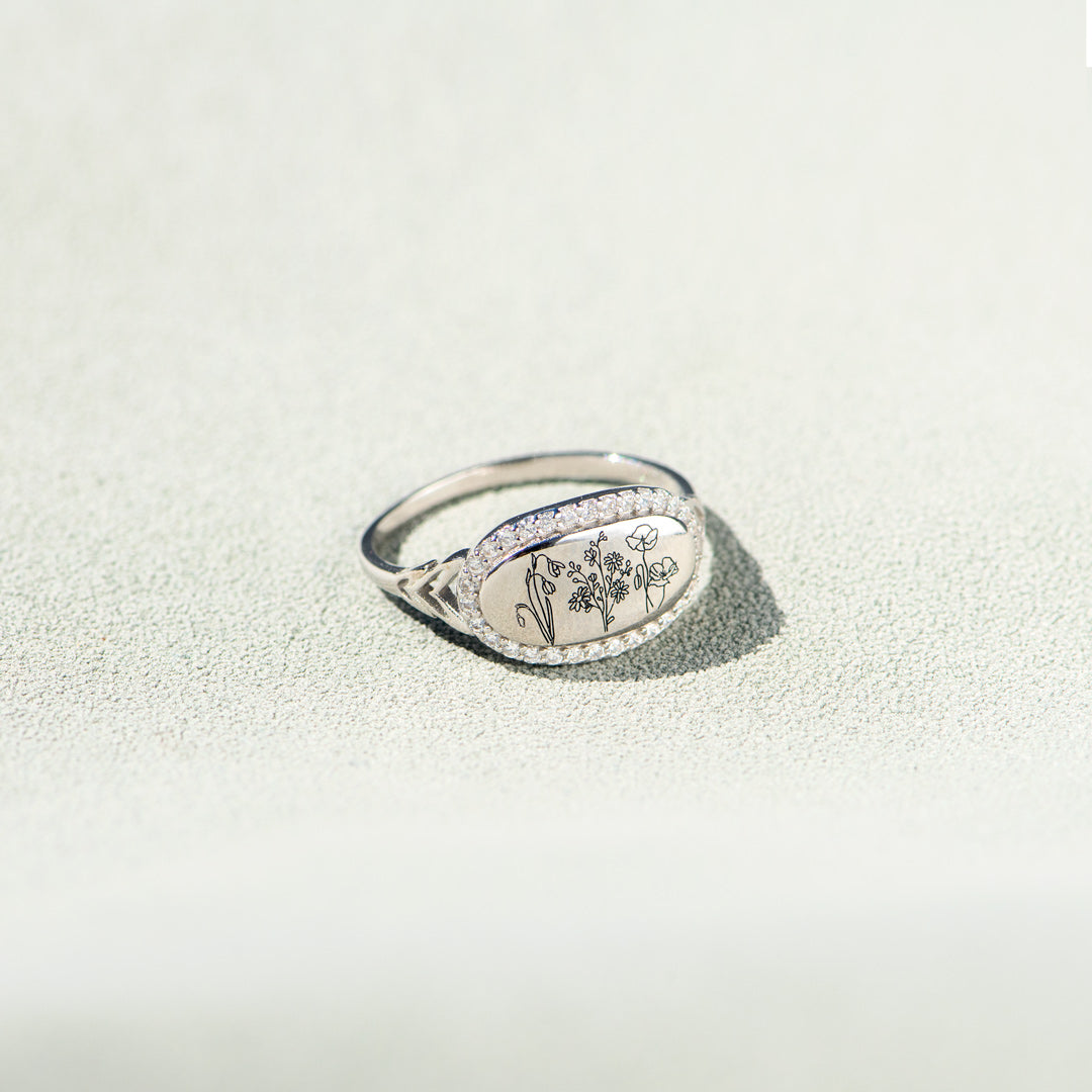 Birth Month Flowers Signature Ring