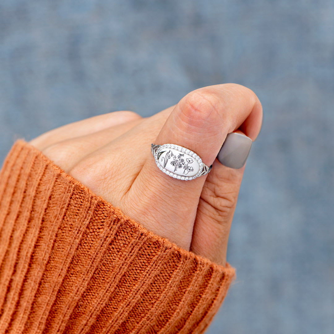 Birth Month Flowers Signature Ring