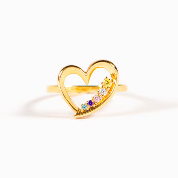 1-6 Birthstones Heart Ring