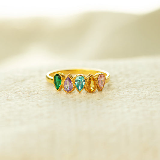 Tears Of Joy 1-6 Tear Shape Birthstones Ring