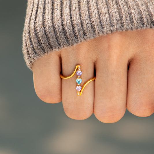 Mama's Valentine 1-6 Heart Birthstones Bypass Ring