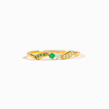High Tide Or Low Tide Personalized Double Stone Wavy Ring