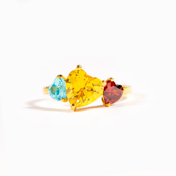 Mama's Valentines Mom and 1-4 Kids Heart Birthstone Ring