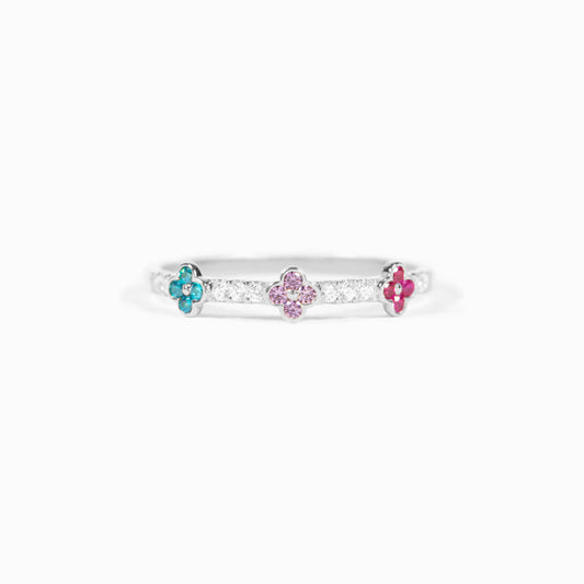 Mama's Lucky Charms 1-5 Birthstones Clover Ring