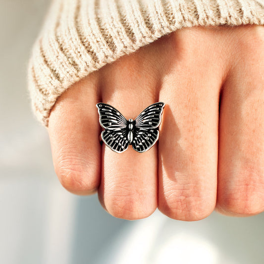Black Butterfly Ring