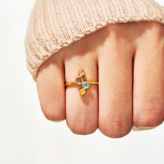 Custom 2-5 Birthstones Irregular Ring