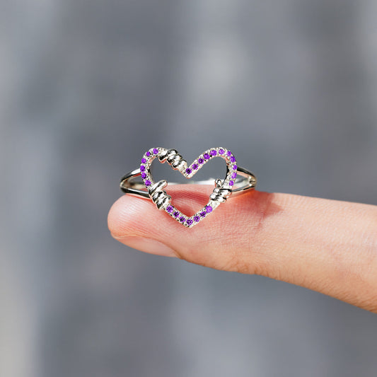 Courage Amethyst Pavé Heart Ring