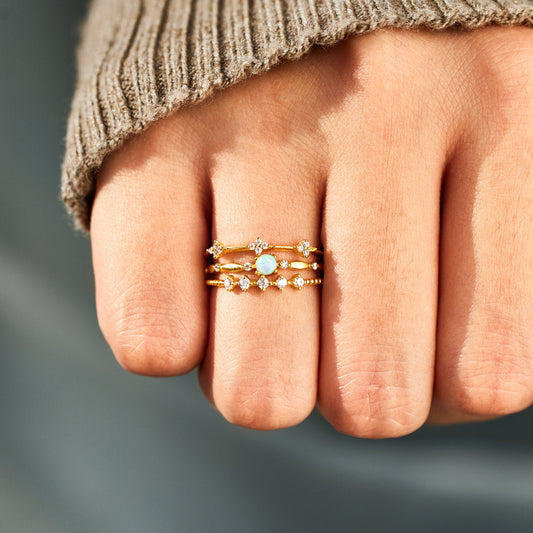 Love Yourself Round Opal Ring Set